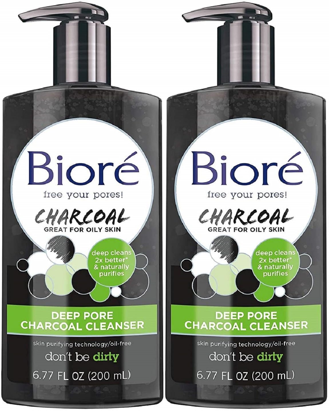 Biore Deep Pore Charcoal Cleanser, 6.77 Fl Oz (Pack of 2)