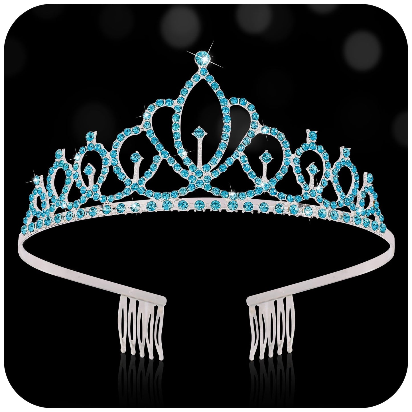 Hapdoo Blue Tiara Crown for Women Girls, Princess Crown with Combs Elegant Rhinestone Bridal Headband for Wedding Birthday Prom Party