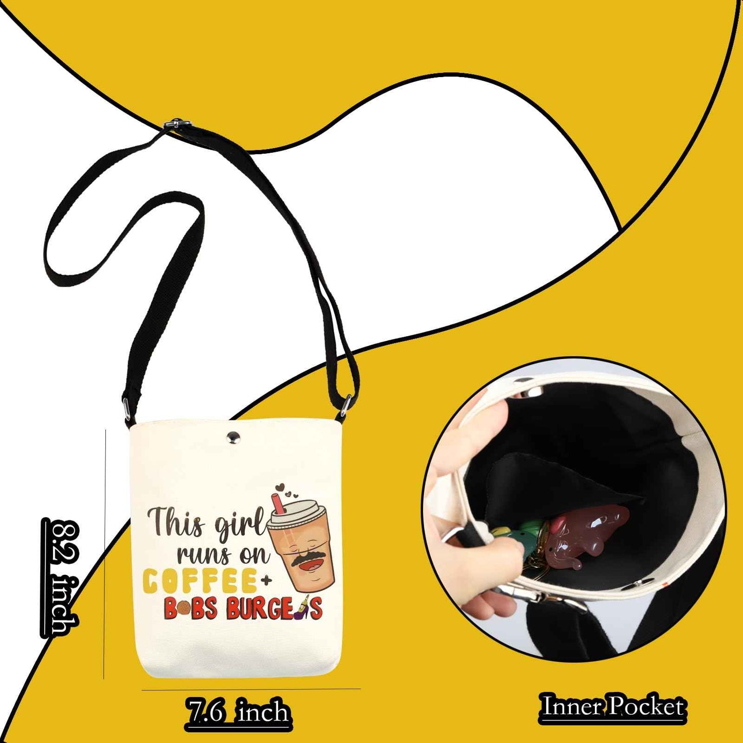 WCGXKO TV Inspired Gift Cartoon Lover Merchandise Cartoon Fans Zipper Pouch Makeup Bag (on COFFEE XK)