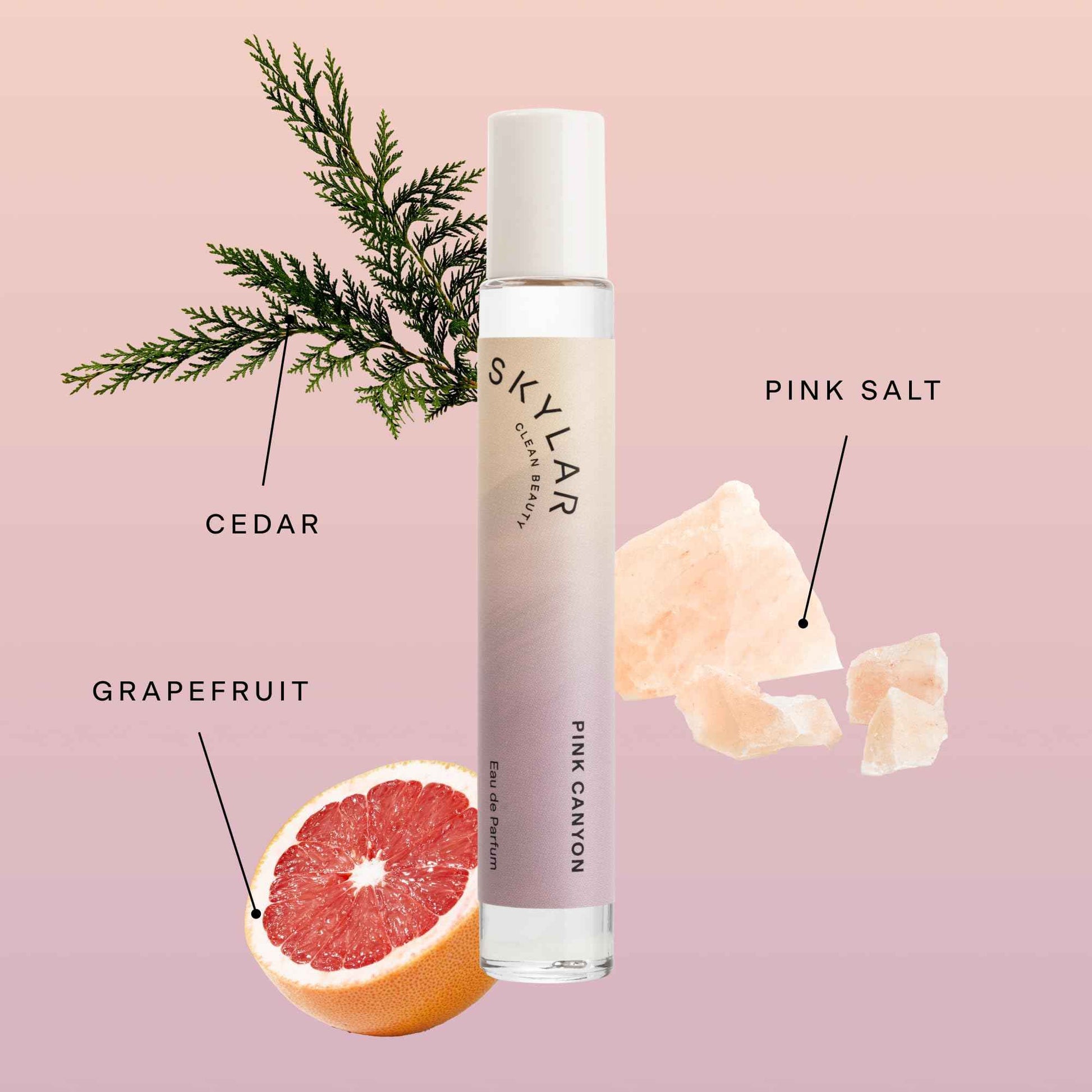 Skylar Pink Canyon Eau de Parfum - Hypoallergenic & Clean Perfume for Women & Men, Vegan & Safe for Sensitive Skin - Notes of Grapefruit, Pink Salt & Cedar - 10mL /0.33 Fl oz