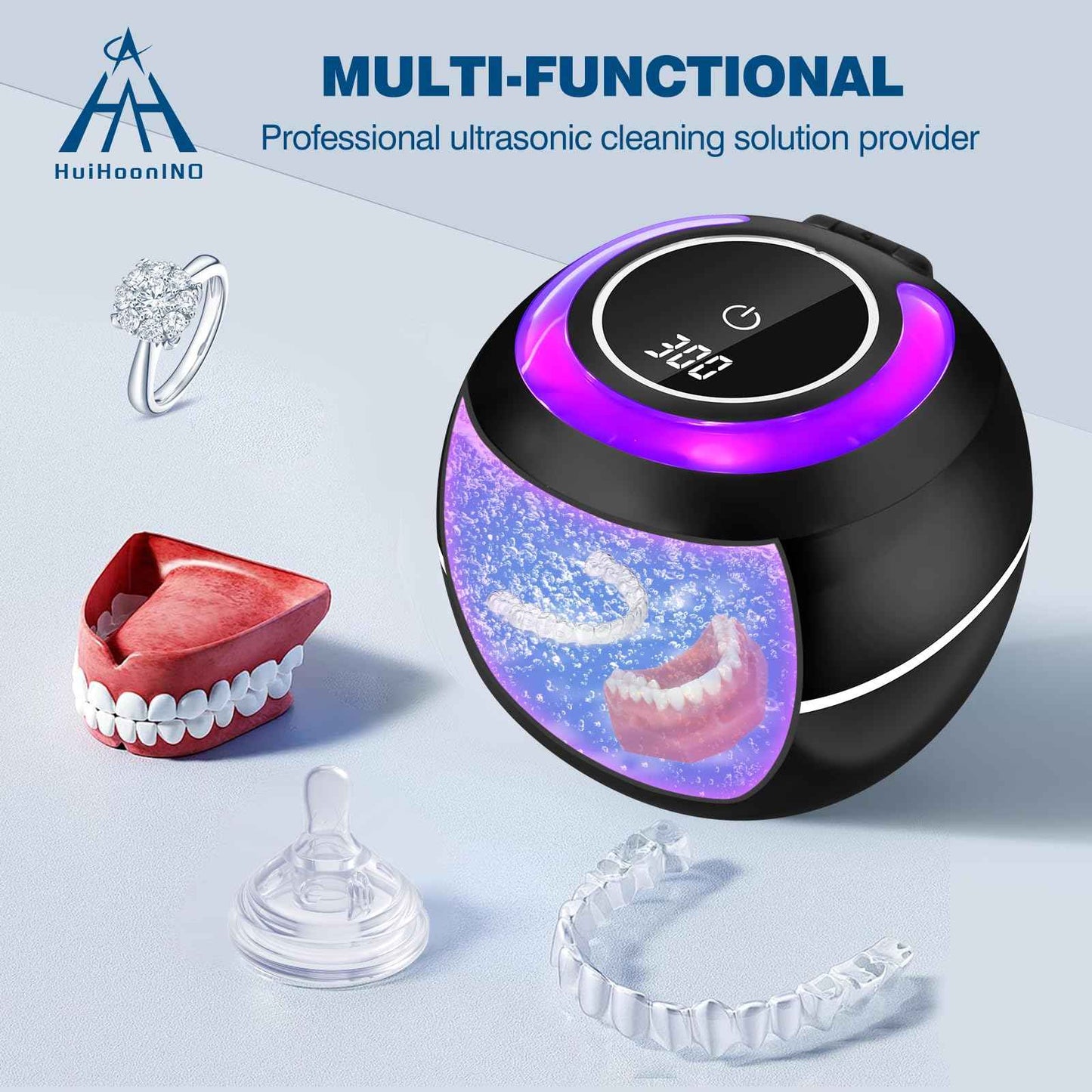 Dental Ultrasonic Retainer Cleaner Machine: 42KHz 28W 180ml,Dental Cleaning Pod for Dentures, Aligners & Mouthguards