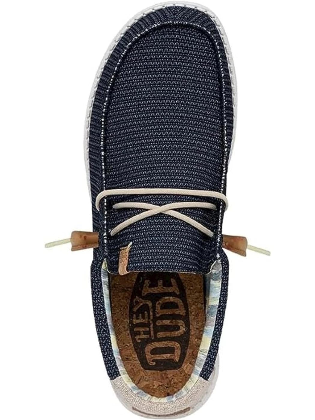 Hey Dude Men's Wally Stretch Orion Blue Size 8| Men's Loafers | Men's Slip On Shoes | Comfortable & Light-Weight