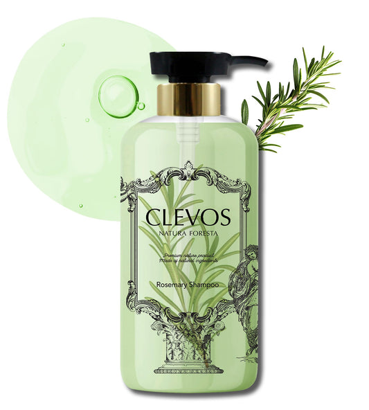 Clevos Natura Foresta Organic Shampoo for All Scalp Types, Rosemary 530ml, 17.9 fl. oz. All Natural Relaxing Hypoallergenic Sulphate-free EWG VERIFIED(tm) BDIH Certified