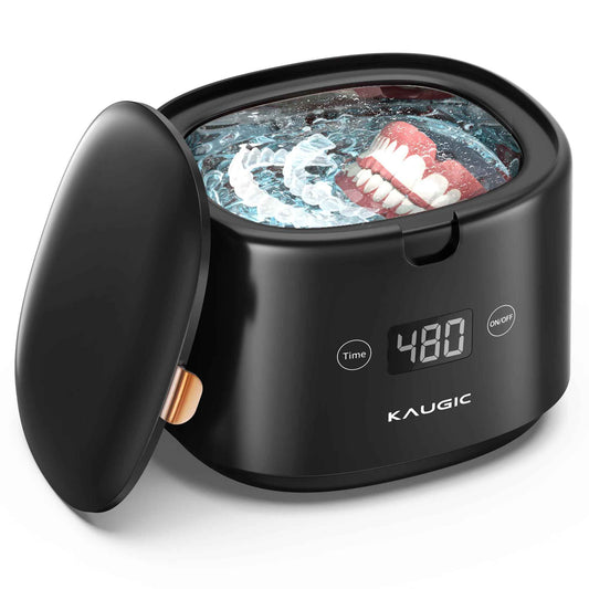 Ultrasonic Retainer Cleaner with Upgraded MCU, 30W/45kHz, 230ML Portable Ultrasonic Cleaner for Retainers, Mouth Guards, Dentures, Invisalign, Jewelry -Black