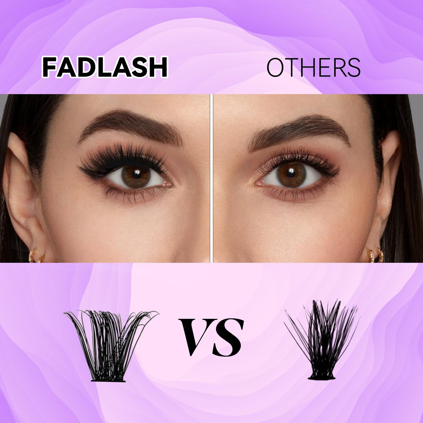 FADLASH DIY Lash Extension Kit Individual Lashes Cluster D Curl Eyelash Extension Kit with Lash Bond and Seal and Lash Applicator Tool for Self Application at Home (80D-0.07D-12-18MIX KIT)