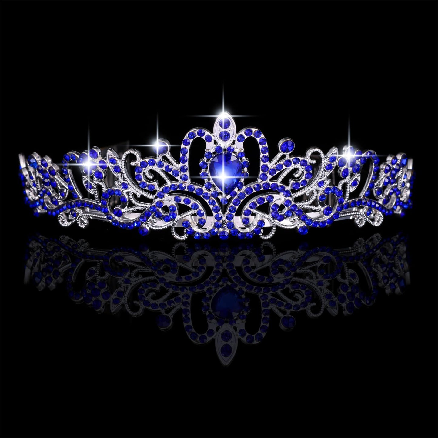 Kamirola - Crystal Tiara Crowns For Women Girls Princess Elegant Crown with Combs Women's Headbands Bridal Wedding Prom Birthday Party Headbands for Women(06) (Silver Blue)