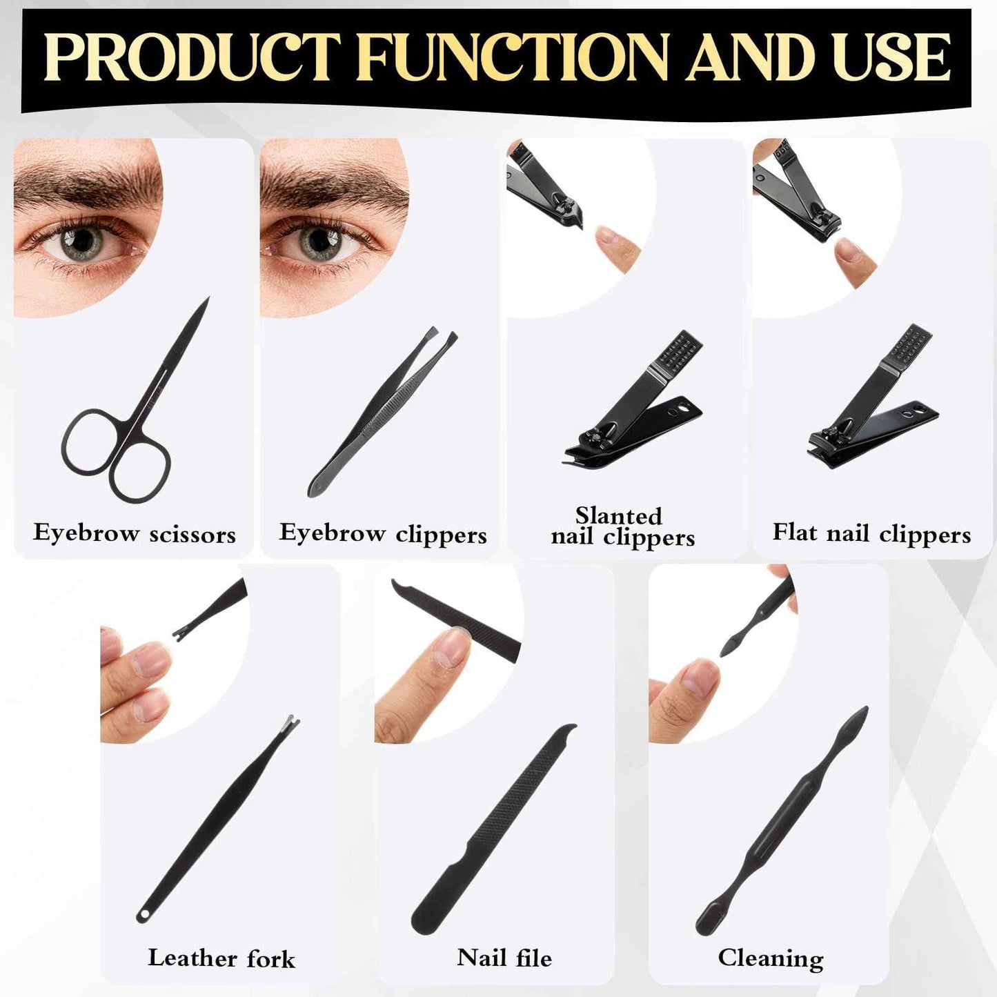 Leriton 6 Sets Christmas Gifts Baby Shower Game Prizes for Men Include Black Kraft Paper Gift Bags Manicure Kit Tools Socks Pens 11-in-1 Survival Card Tool for Men Husband Father(Black)