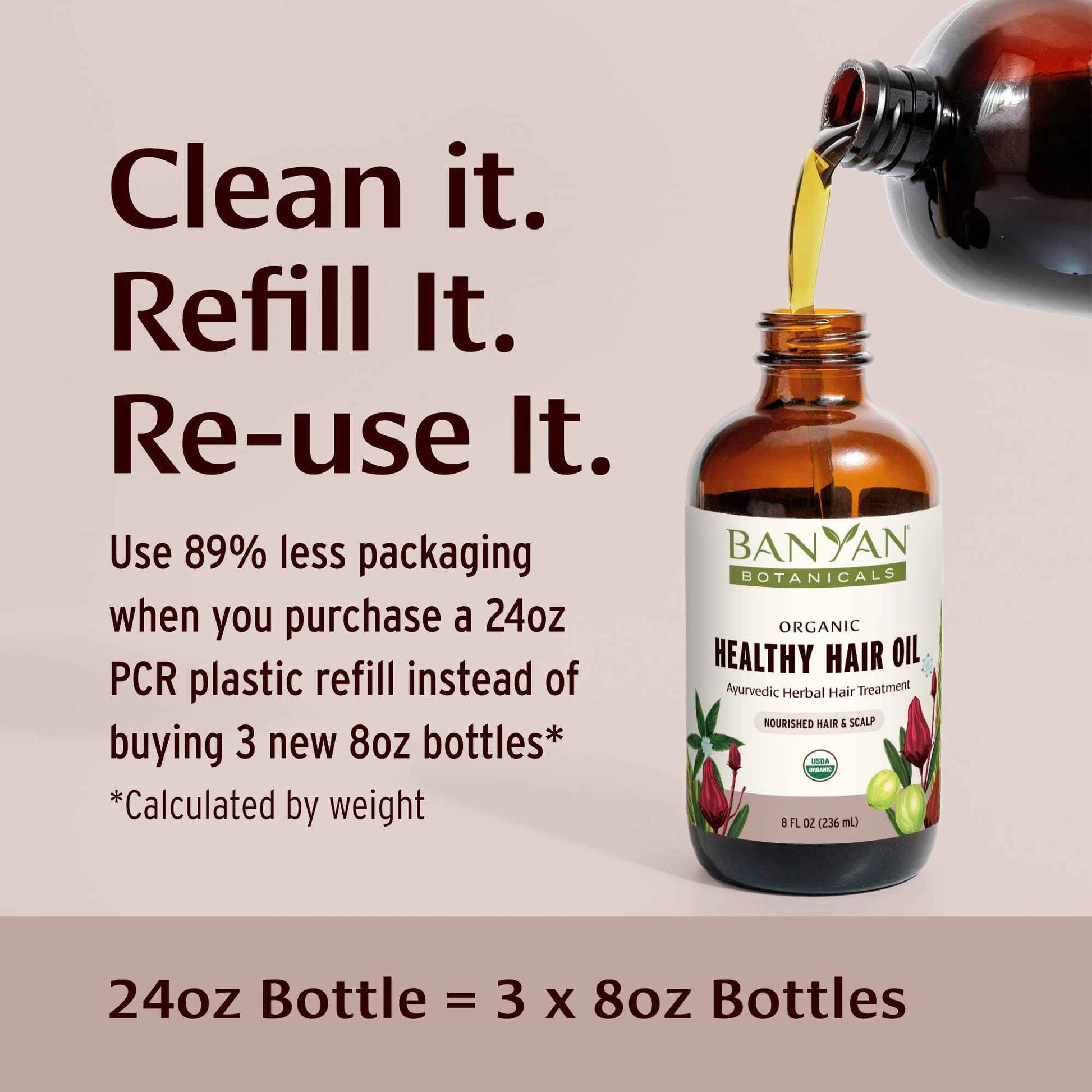 Banyan Botanicals Organic Hair Oil with Bhringaraj & Amla - Ayurvedic Scalp & Hair Care for All Types, Thick & Lustrous Hair - 8 oz, Non-GMO Sustainably Sourced