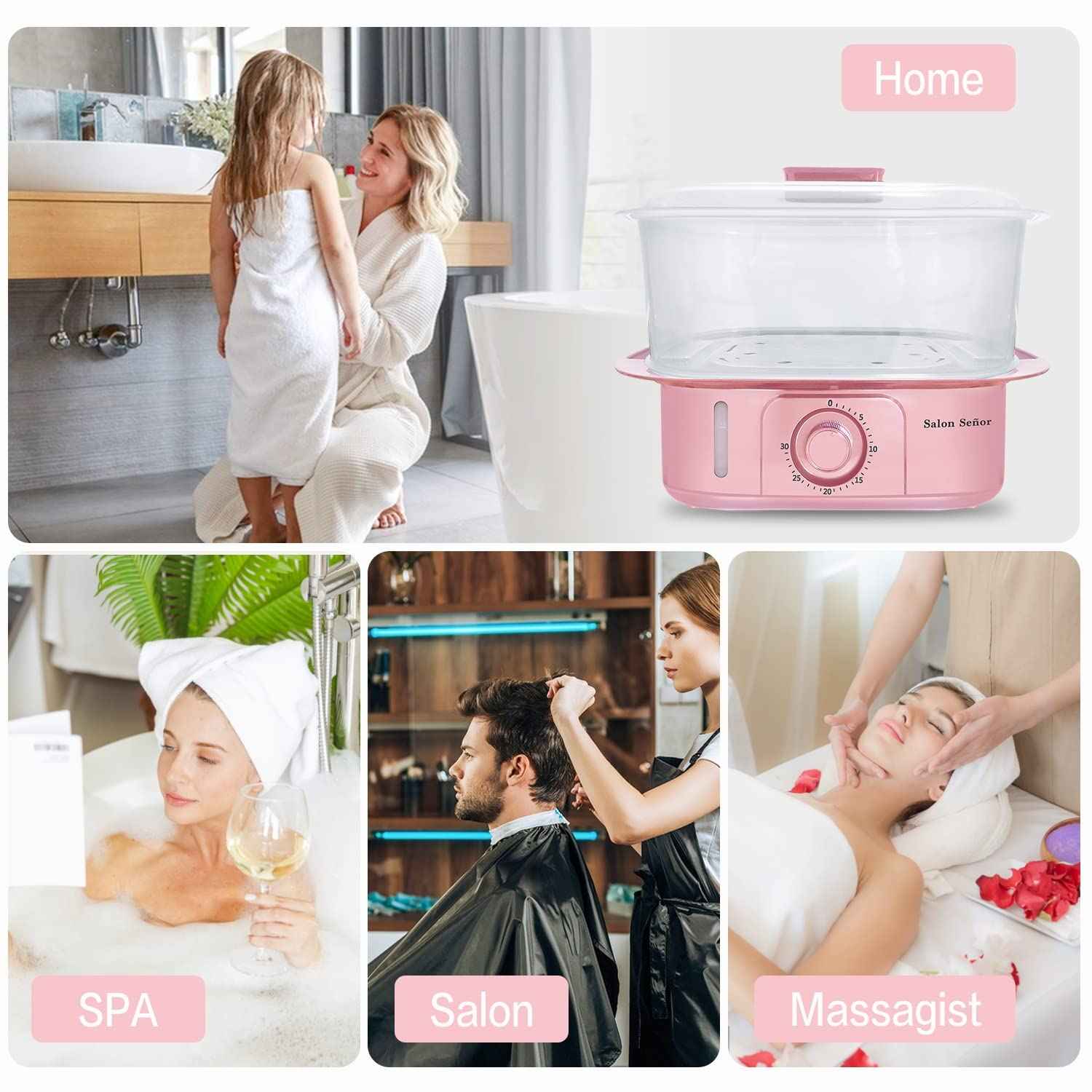 Salon Señor Pink Towel Steamer with Quickly Heating in 5 Mins Auto Off Timer Spa Towel Steamer for Personal Use at Home