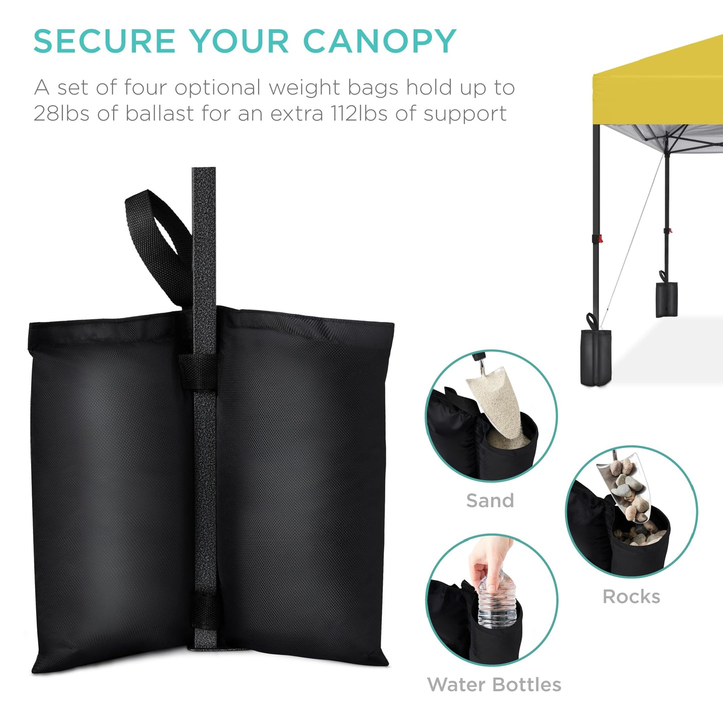 Best Choice Products 8x8ft 1-Person Setup Pop Up Canopy Tent Instant Portable Shelter w/ 1-Button Push, Case, 4 Weight Bags - Yellow