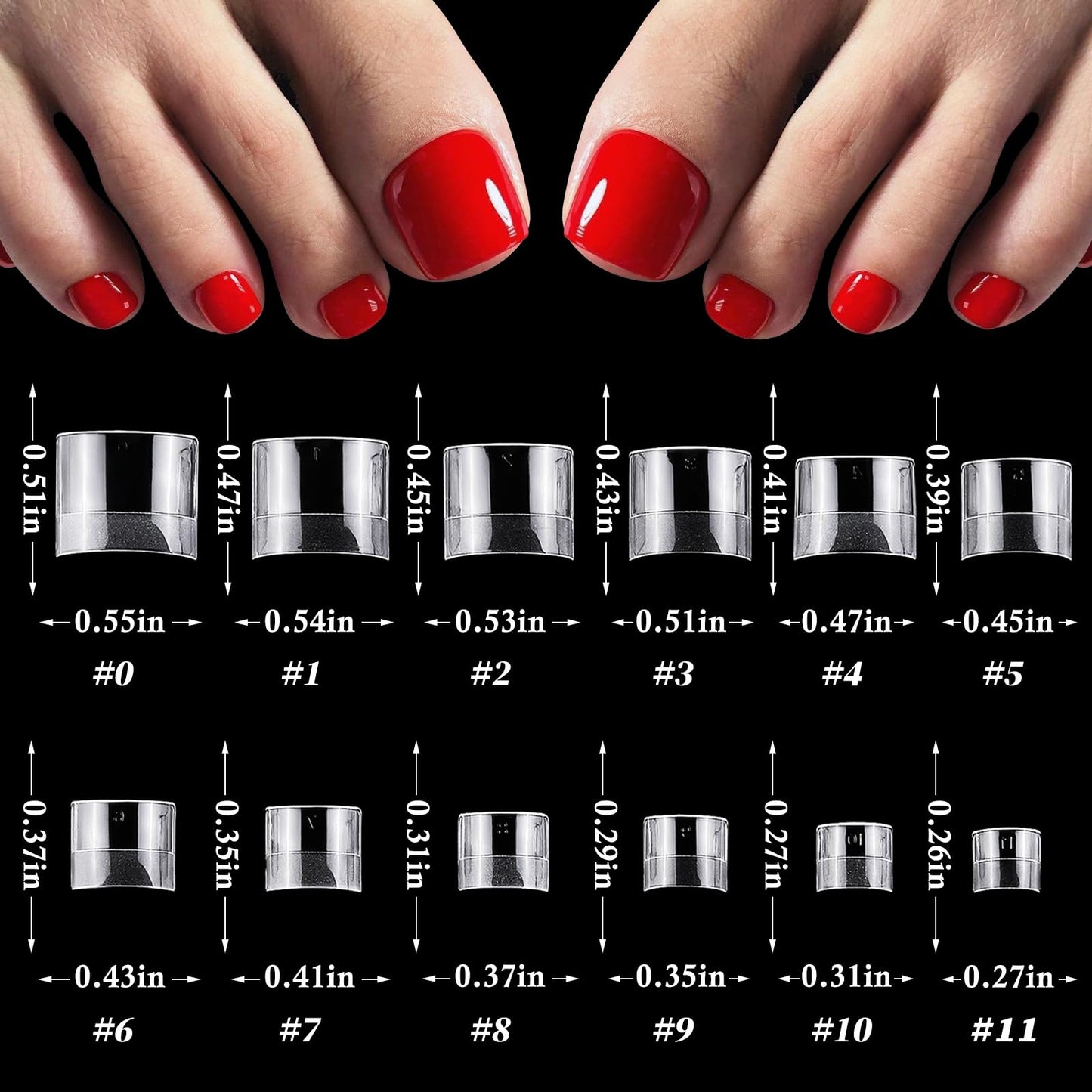 LoveOurHome 600pc French Tip Fake Toenails Short Gel x Nail Tips Clear Press on Nails Short Square Soft Gel Toe Nail Tips Half Cover False Nail Gel X Tip for Acrylic Nails Extension Press on Toenail