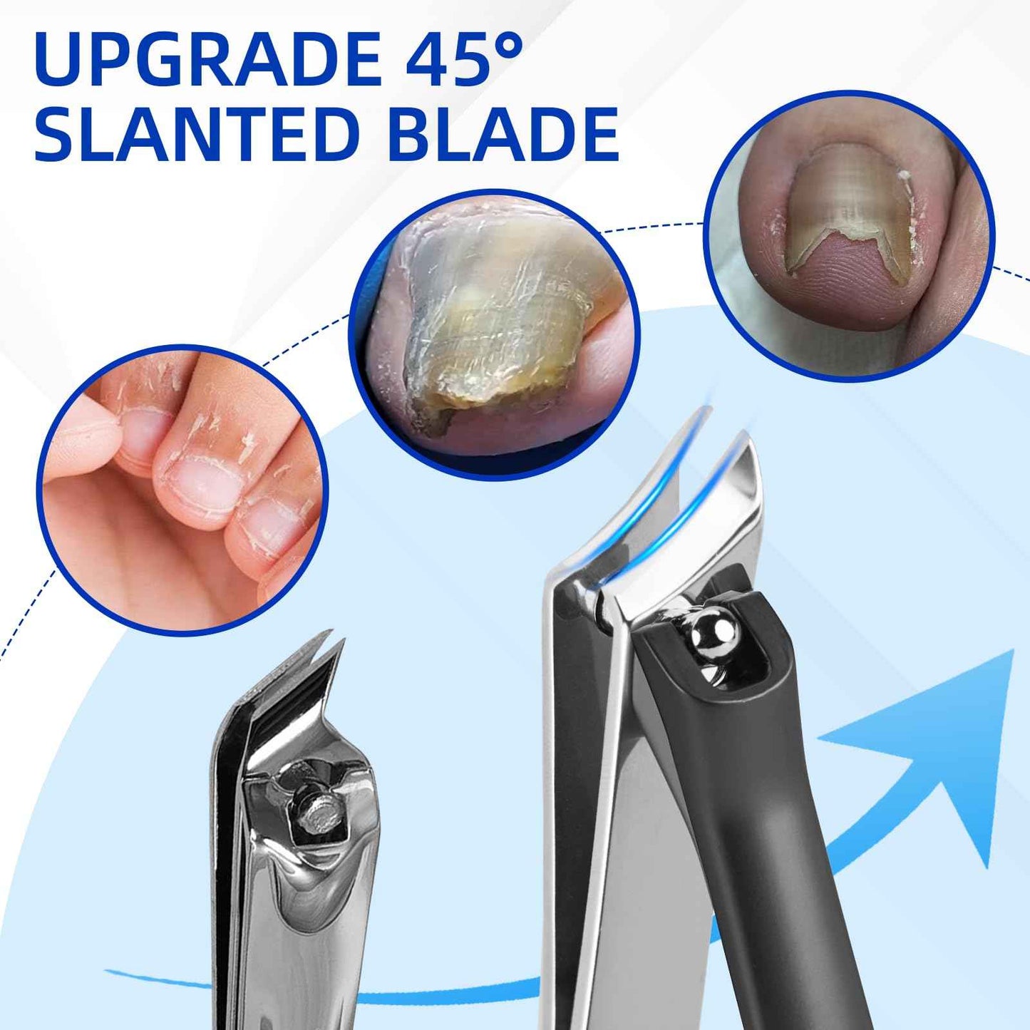 Toenail Clippers for Thick Toenails for Seniors, Professional Nail Clippers for Men, Heavy Duty Angled Head Large Toe Nail Clippers for Seniors, Slanted Ingrown Nail Clippers, 6PCS