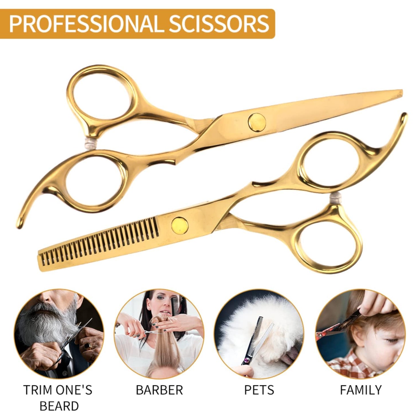 ZIBARBER Hair Cutting Scissors Set Hair Shears Professional with Hair Cutting Comb and hair thinning scissors, 6inch Barber Scissors spray bottle mist for Men Women Adults Kids Home Salon