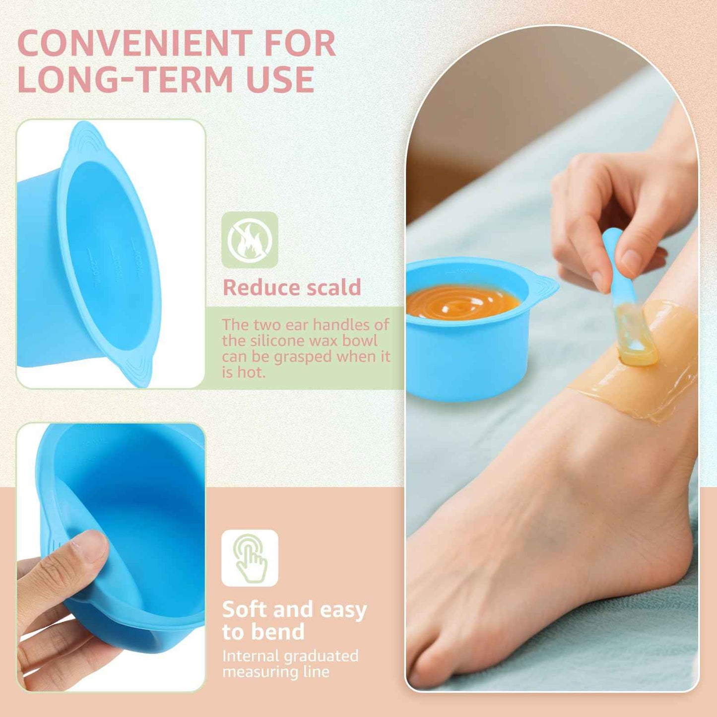 10PCS Silicone Warm Wax Pot Liner with 5 Pcs Stirring Rod Reusable Silicone Wax Warmer Liner Easy to Clean for Home or Beauty Shop