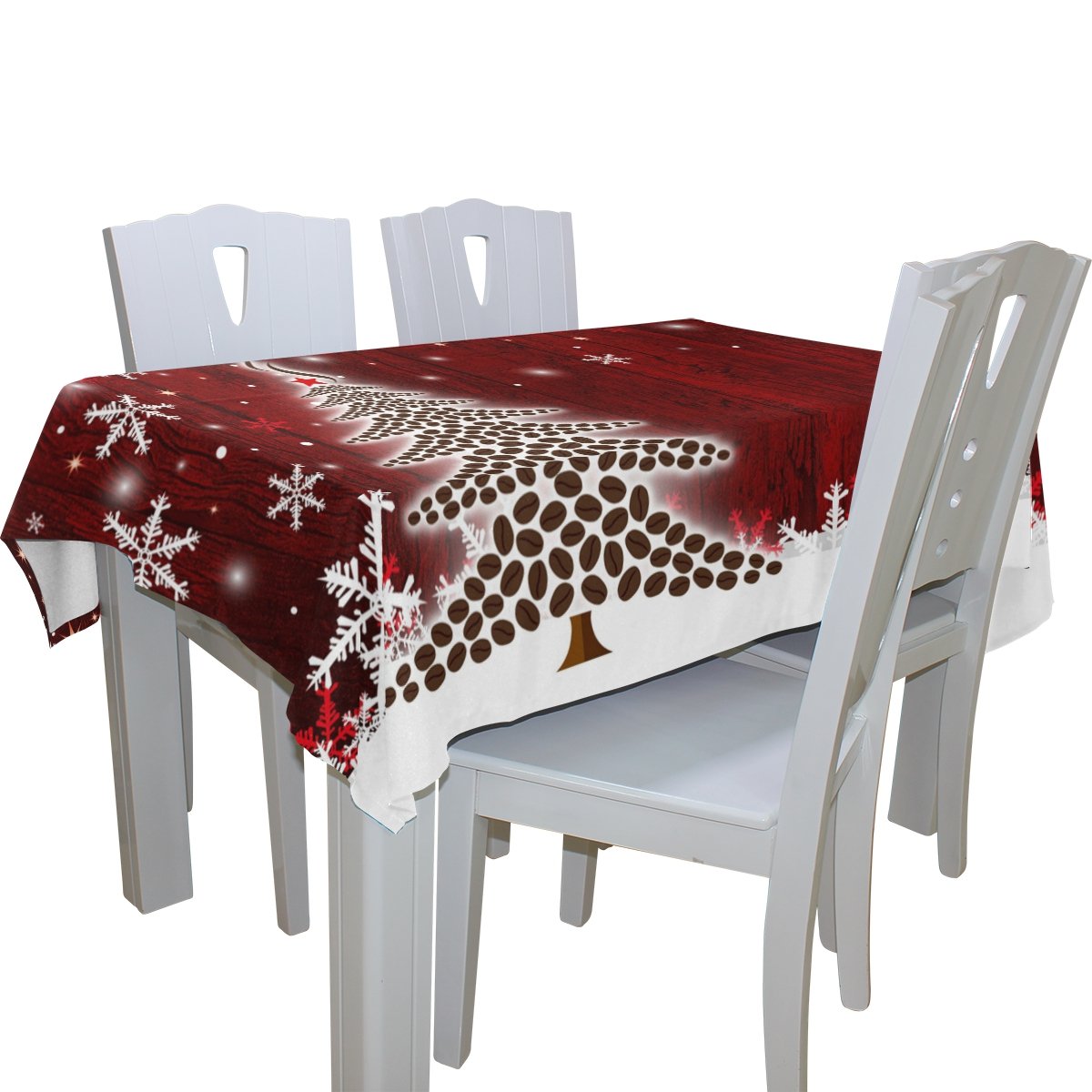 Naanle Christmas Holiday Rectangle Tablecloth 60"(W) x 108"(L), Christmas Tree with Winter Snowflake Modern Table Linen Cloth Cover for Kitchen Dining Room Party Home Decoration