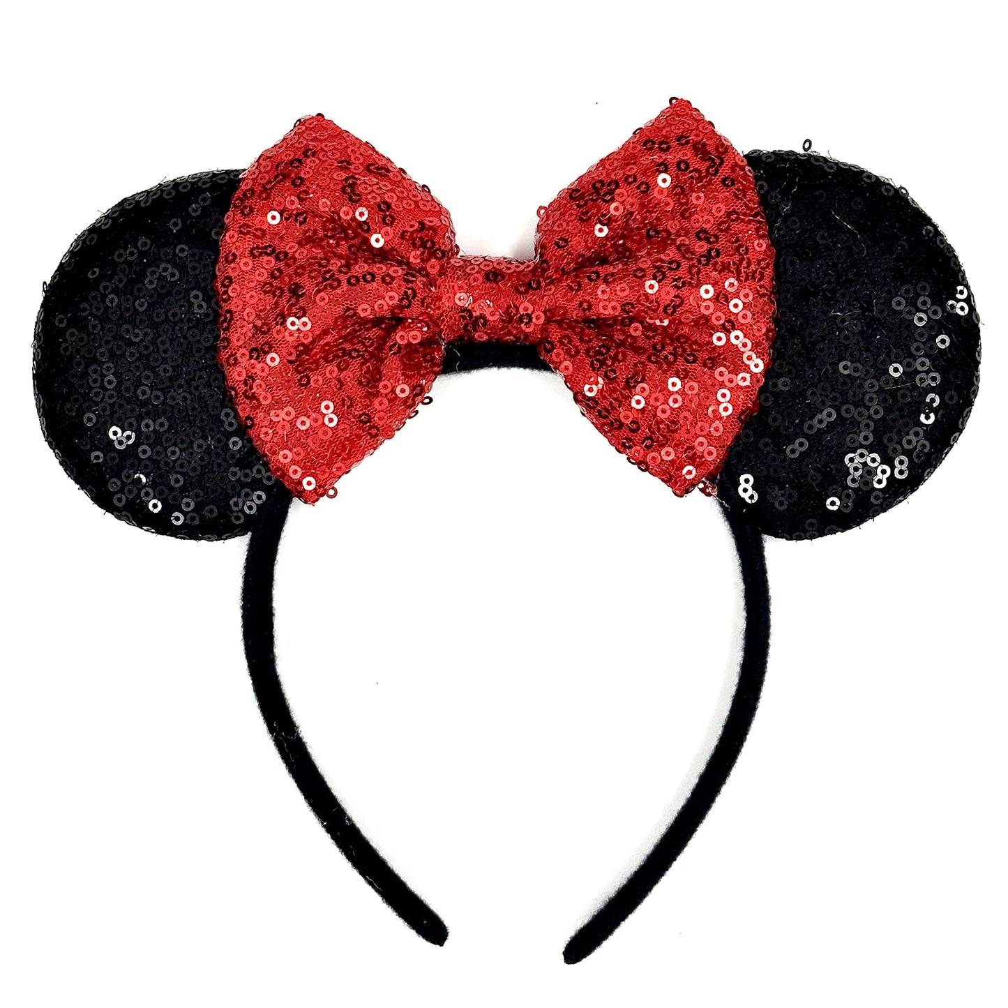 ASAHEL Mouse Ears Headbands Fashion Shiny Bows Mice Ears Birthday Parties Themed Events (Red 2, Onesize)