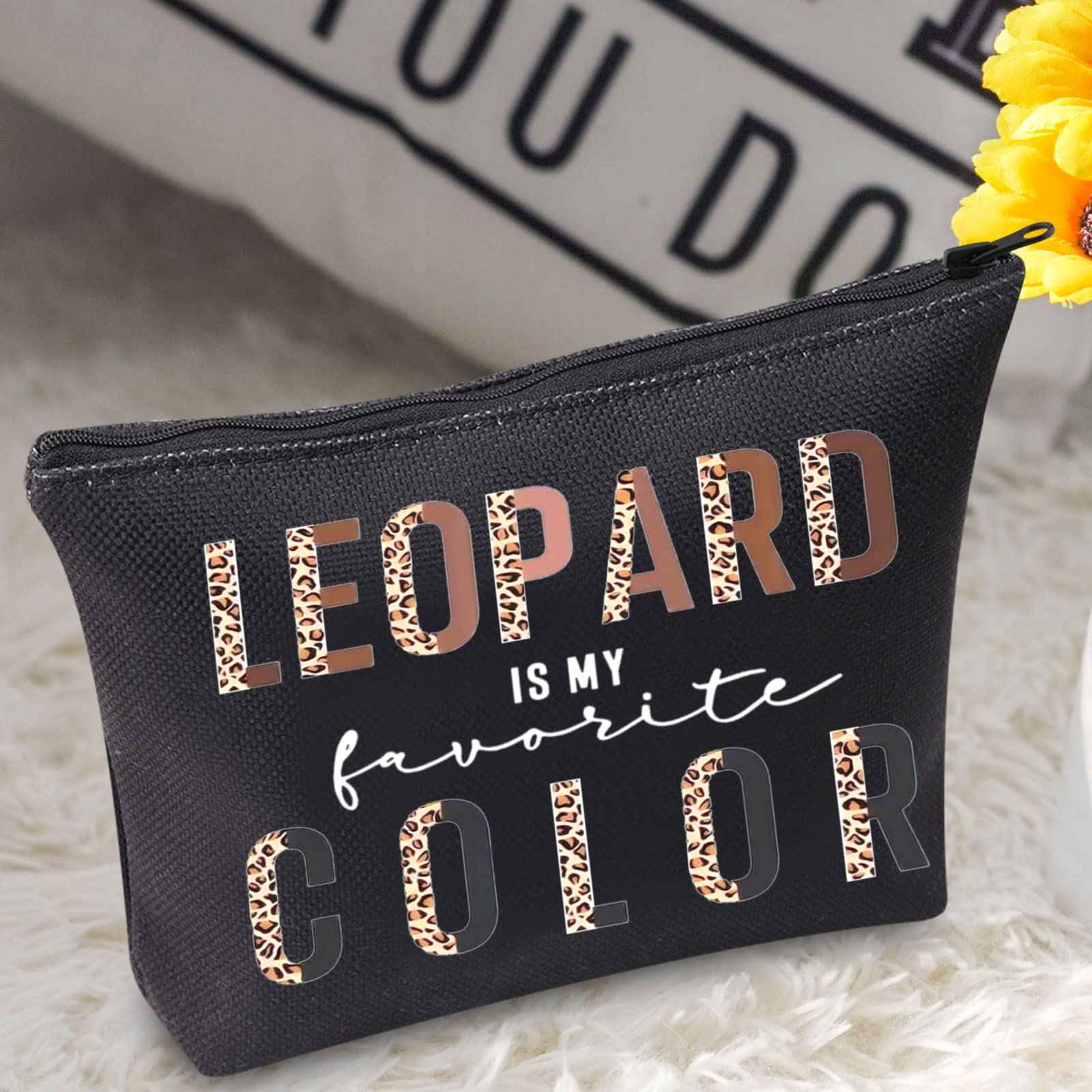 BWWKTOP Leopard Lovers Cosmetic Makeup Bag - Zipper Pouch, Leopard Fans Gifts, My Favorite Color Merchandise