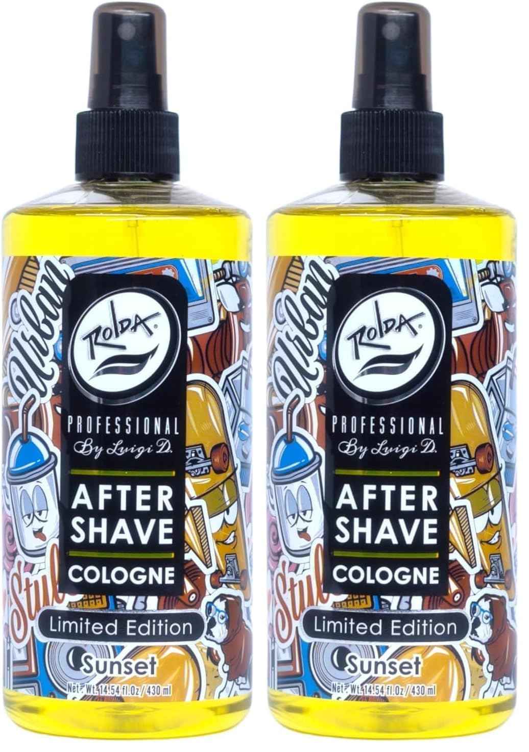 Rolda Sunset After Shave Tonic Cologne For Men - Post Shave Tonic Spray, Calms Irritation, Helps Heal & Clean Shaved Areas, Masculine Citrusy Fragrance (14.54oz | 430ml) (Pack of 2)