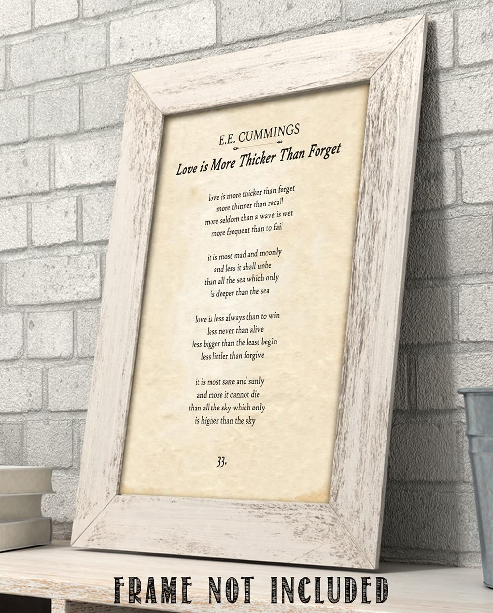 E.E. Cummings - Love is More Thicker Than Forget - Inspirational Wall Decor Poster for Home, Office, Bedroom, or Classroom, Poetry and Literature Gift Idea, 11x14 Unframed Motivational Wall Art Poster