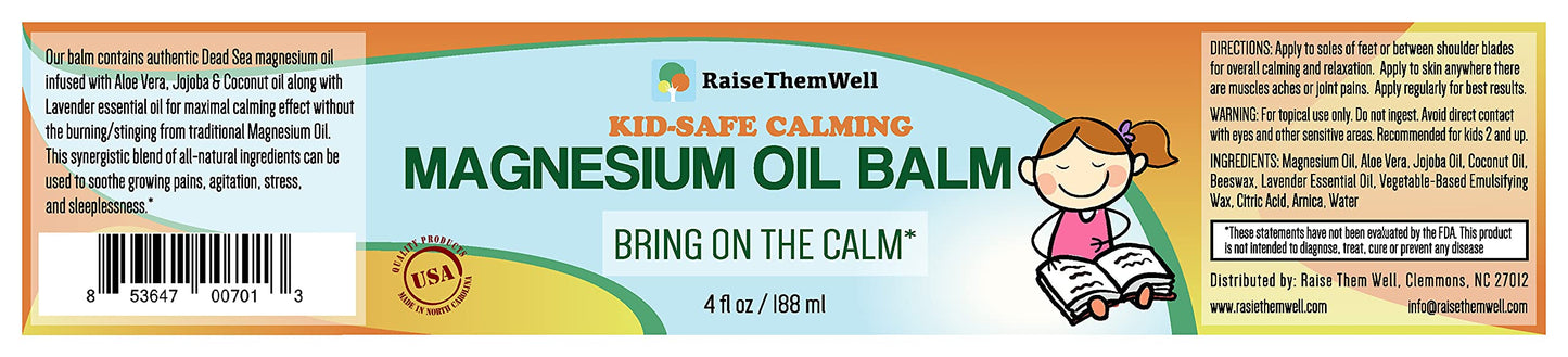 Raise Them Well Kid-Safe Calming Magnesium Oil Balm | 4 fl oz