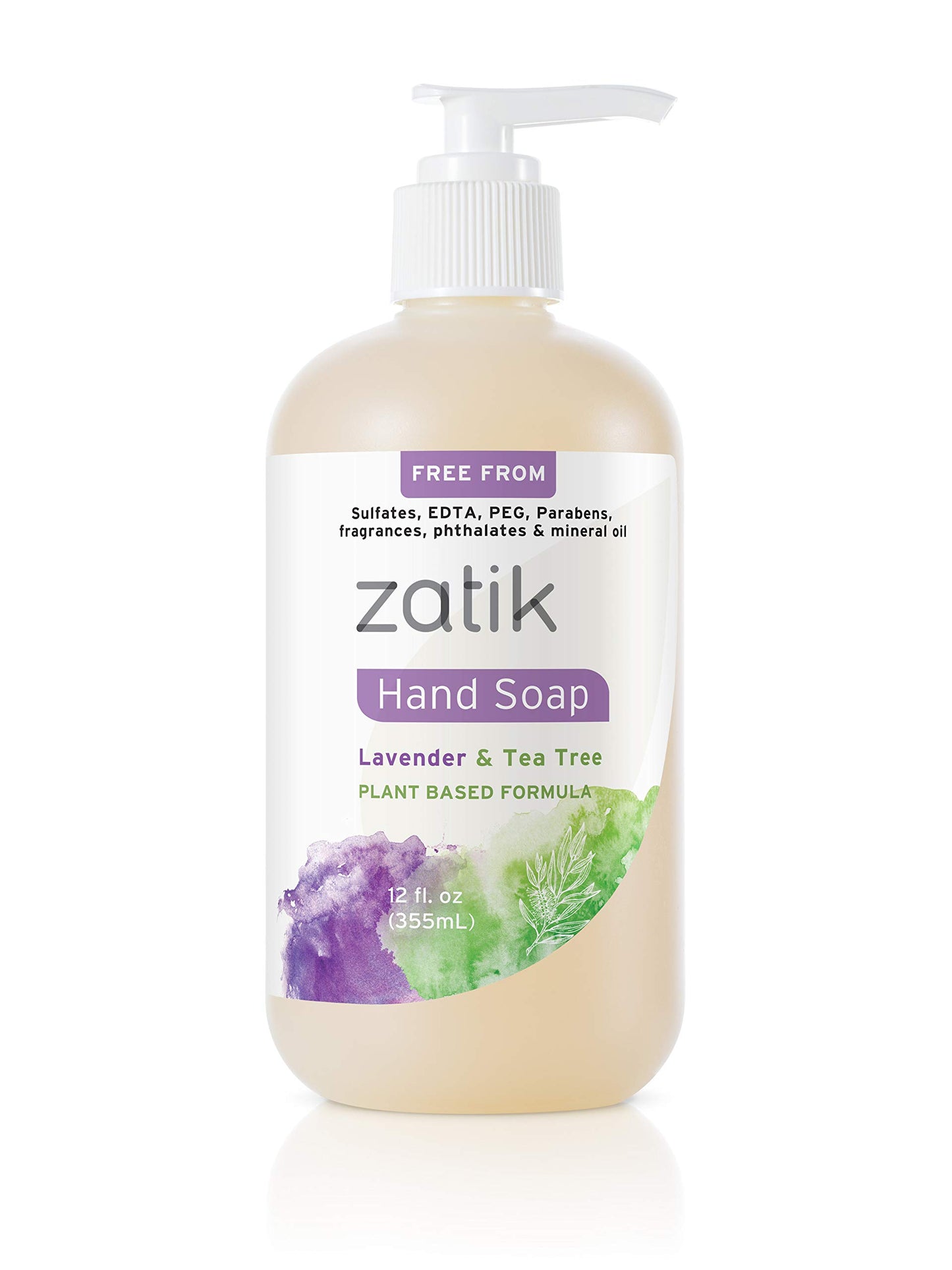 Zatik Naturals - Liquid Hand Soap with Lavender & Tea Tree, Moisturizing Handwash - 12 fl oz (Pack of 6)