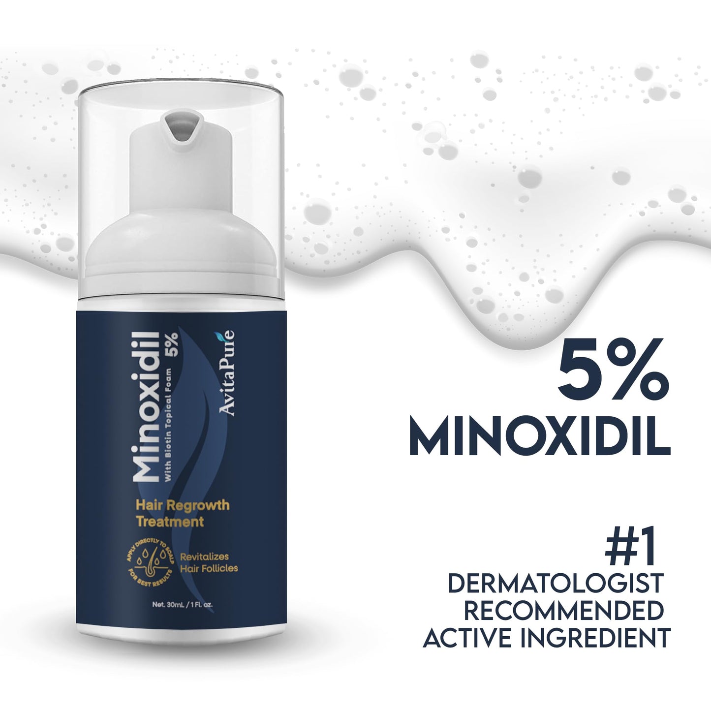 Minoxidil Foam for Men and Women, Minoxidil 5 Percent Foam Infused With Biotin, 5% Minoxidil Hair Loss Treatments for Women and Men to Combat Hair Loss & Thinning Hair (2 x 1.0 oz)