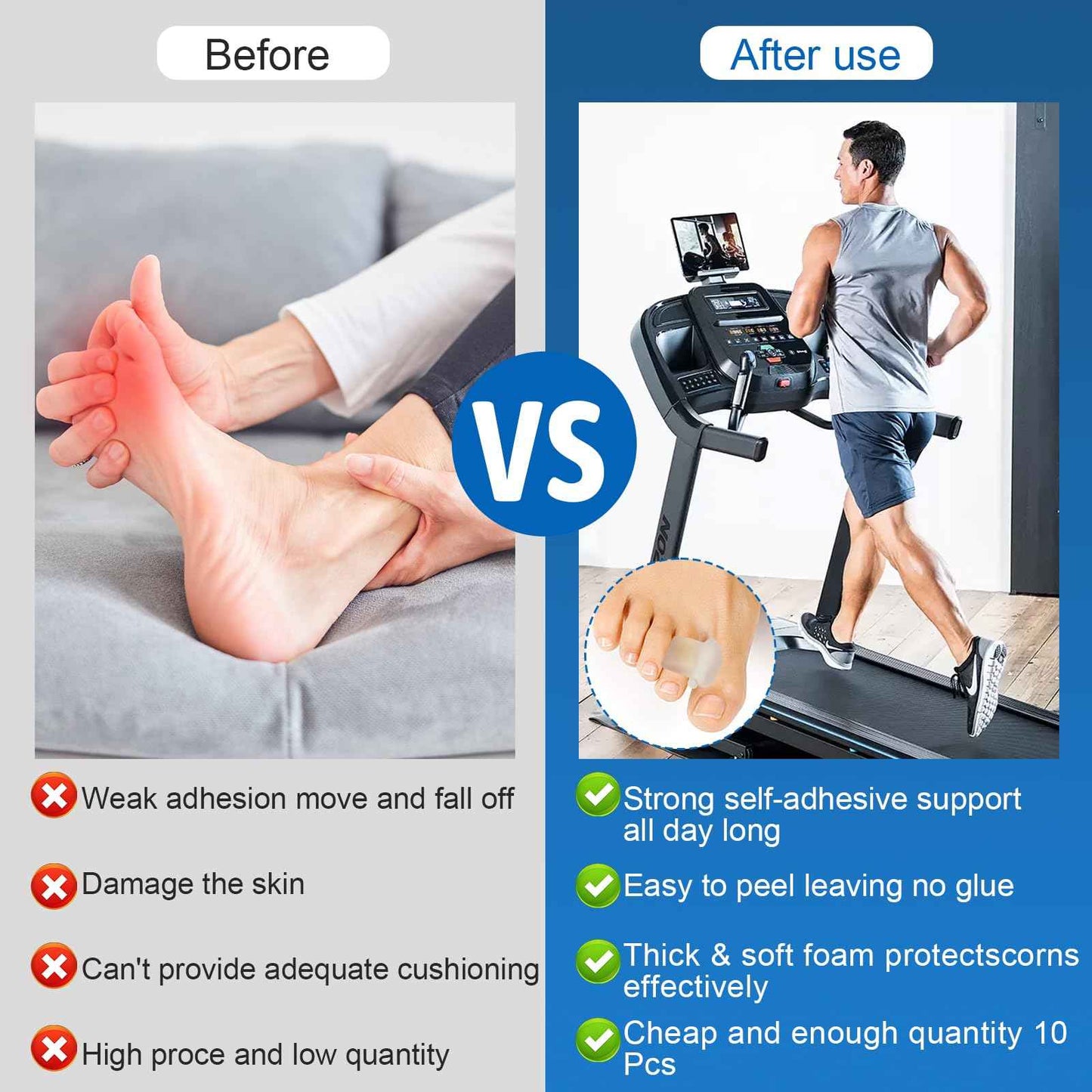 Pack of 10 Toe Spacers for Overlapping Toes, Gel Toe Separators for Men and Women, Correcting Bunions, Bunion Relief, Big Toe Alignment, Hammer Toe Straightener, Corrector and Spacer(Transparent)