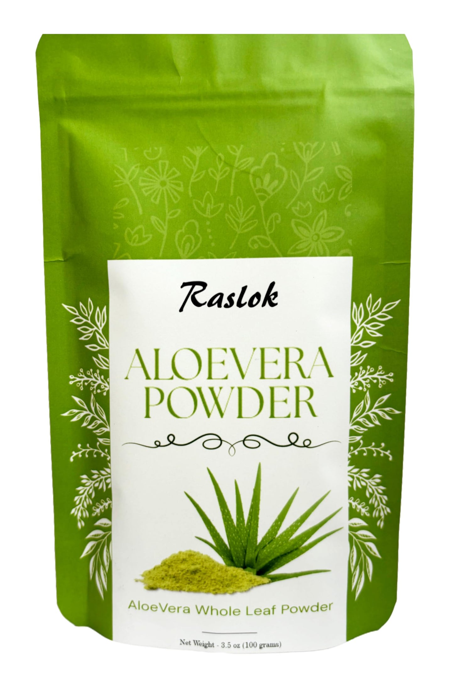 Raslok Aloe Vera Powder | Aloe barbadensis Powder | Natural Skin Moisturizer (3.52 oz) | For External Use Only