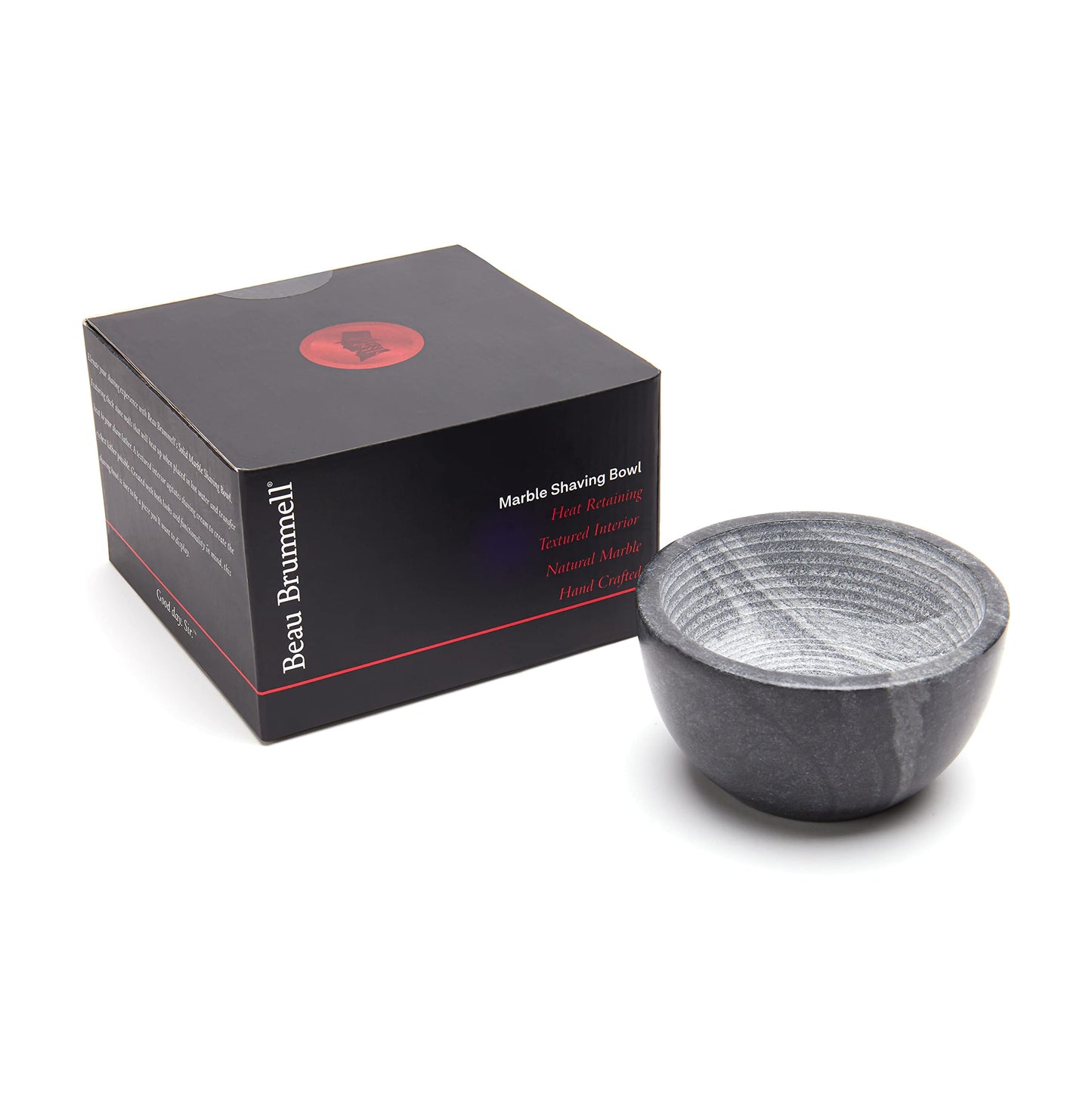 Beau Brummell The Original Marble Shaving Soap Bowl Handmade from 100% Natural Marble with Interior Grooves for Maximum Lather | Heat Retaining Stone Provides a Luxurious Hot Shave Experience