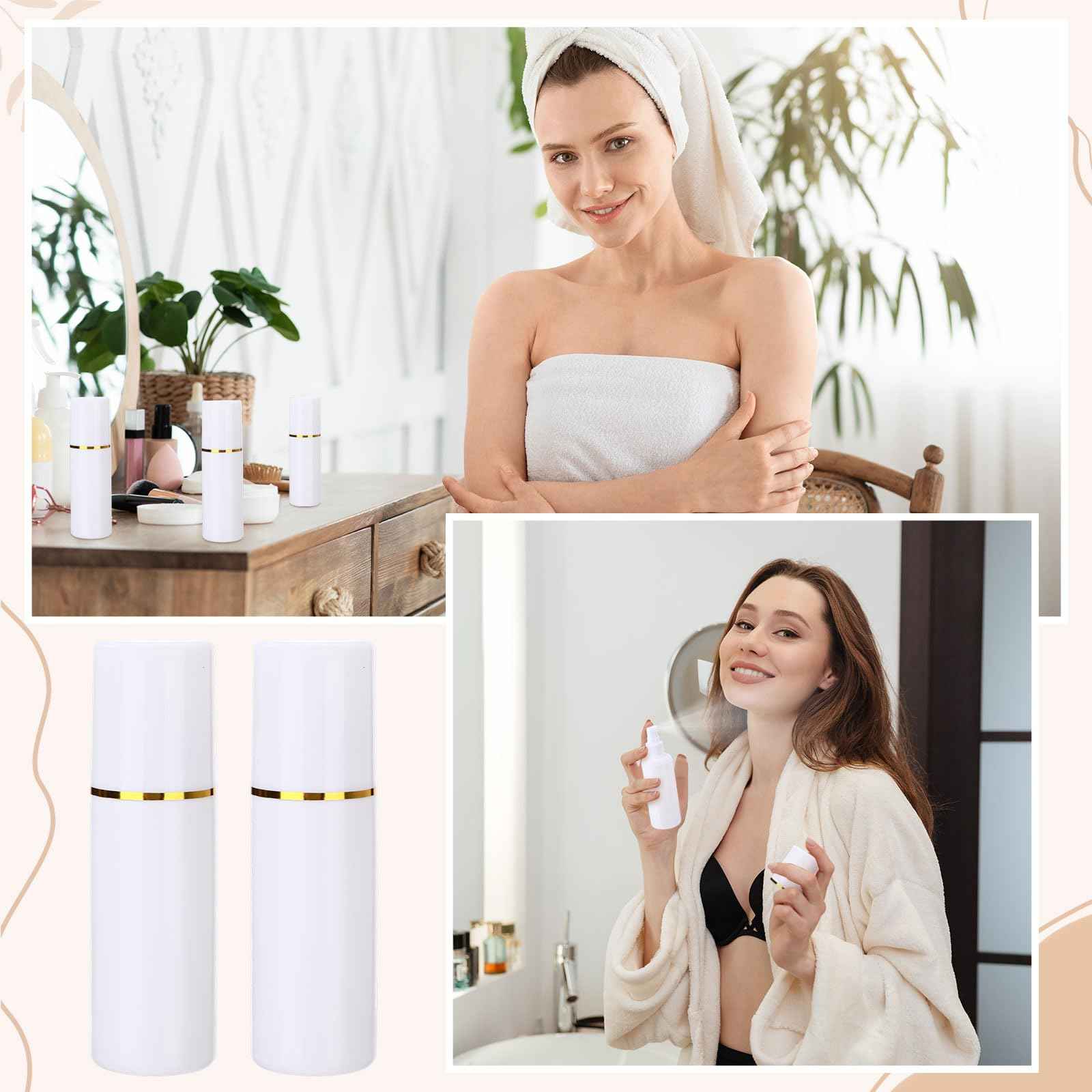 Yiyiring 50 Pack 3.4 oz Plastic Spray Bottles Fine Mist Travel with Pump Spray Cap Double Cap Refillable and Reusable Empty Plastic Containers for Travel Cosmetic Essential Oils