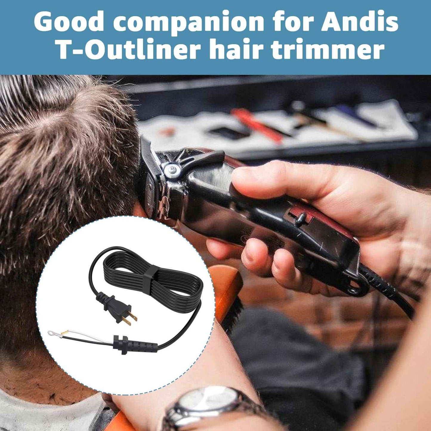 Hair Clippers Cord Replacement for Andis T-Outliner (2-Wire) – Compatible with GO & GTO Models