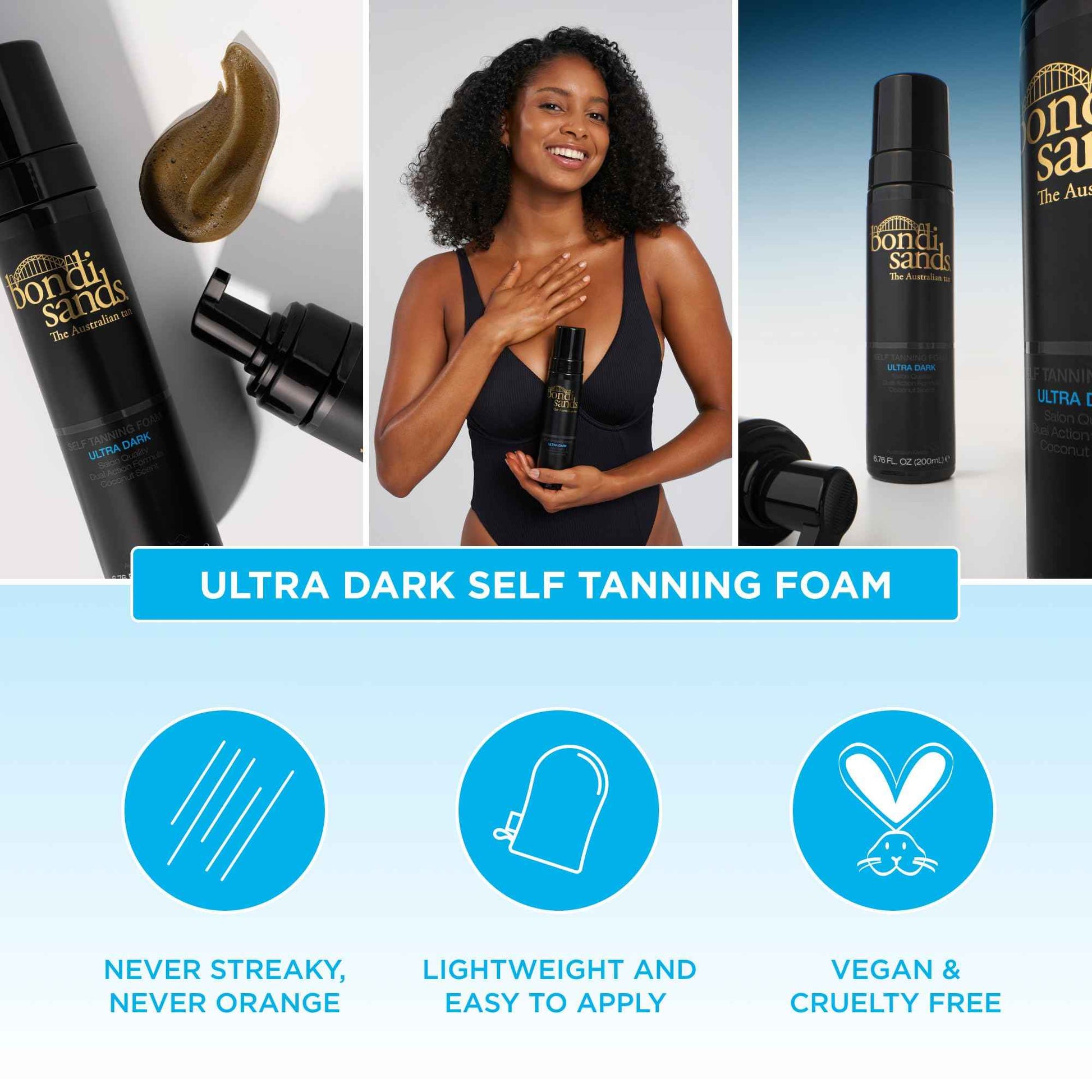 Bondi Sands Ultra Dark Self Tanning Foam + Application Mitt | Includes Lightweight Sunless Foam + Reusable Mitt for a Flawless Finish ($32 Value)
