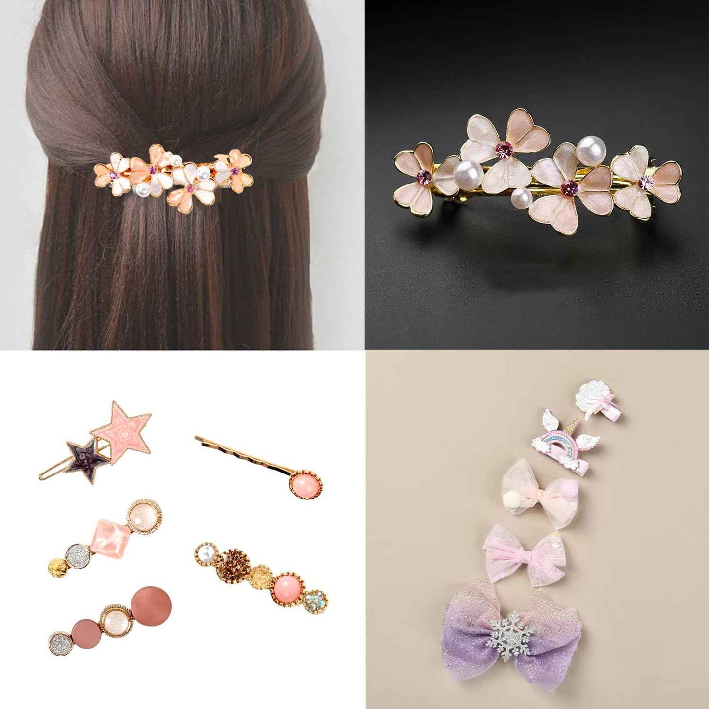 Qopoto Hair Accessories Kits for Girls, Hair Set for Girls Including Gift Box/Hair Clips/Hair Barrettes/Hair Ties/Hair Bows, Little Girls Teen Girl Birthday Gifts Age 4-15 (Crystal with Case)