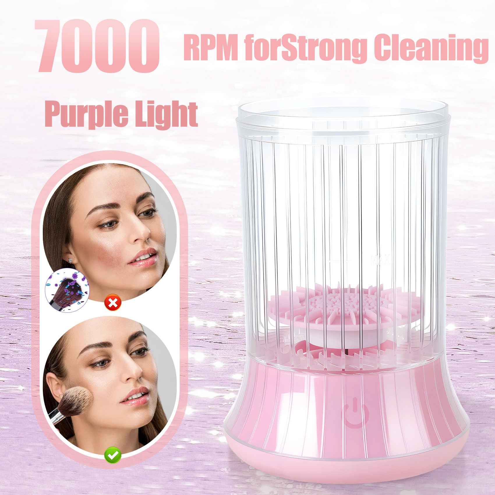 Electric Makeup Brush Cleaner, Efficient Makeup Brush Cleaner for Deep Cleaning, Automatic Spinning Cosmetic Brush Cleaner One-Click Operation, Auto-Rotating Brush Cleaner for Any Makeup Brushes