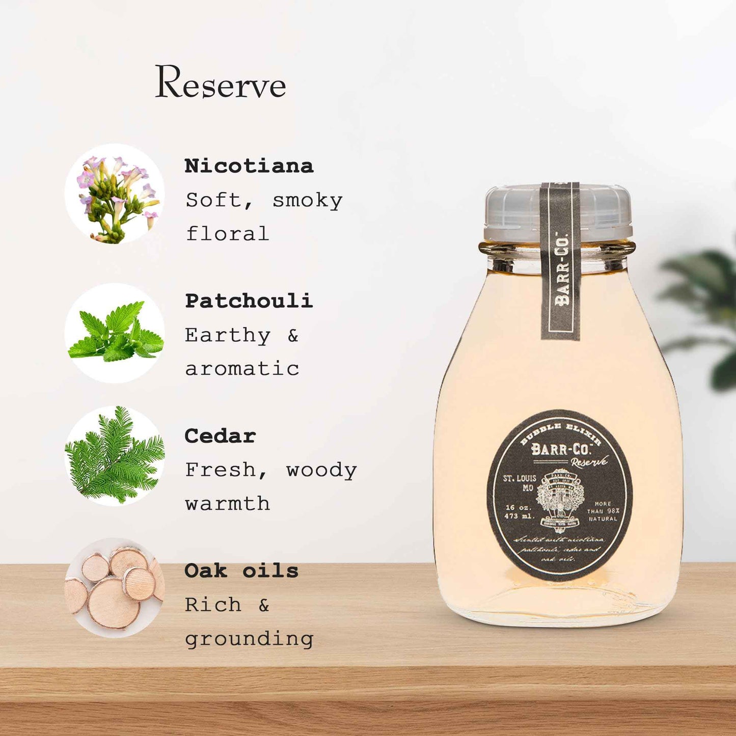 Barr-Co. Reserve Bubble Bath Elixir, Woody and Earthy Bath Soap, Relaxing Bath Products for Women & Men, Natural Bath Soak, 16 fl oz