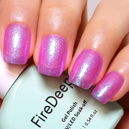 Firedeep Glitter Gel Nail Polish,16ML Big Bottles Clear Mermaid Blue Purple Gel Polish Aurora Iridescent Shimmer Soak Off U V Gel Nail Polish Salon Manicure 1Pcs