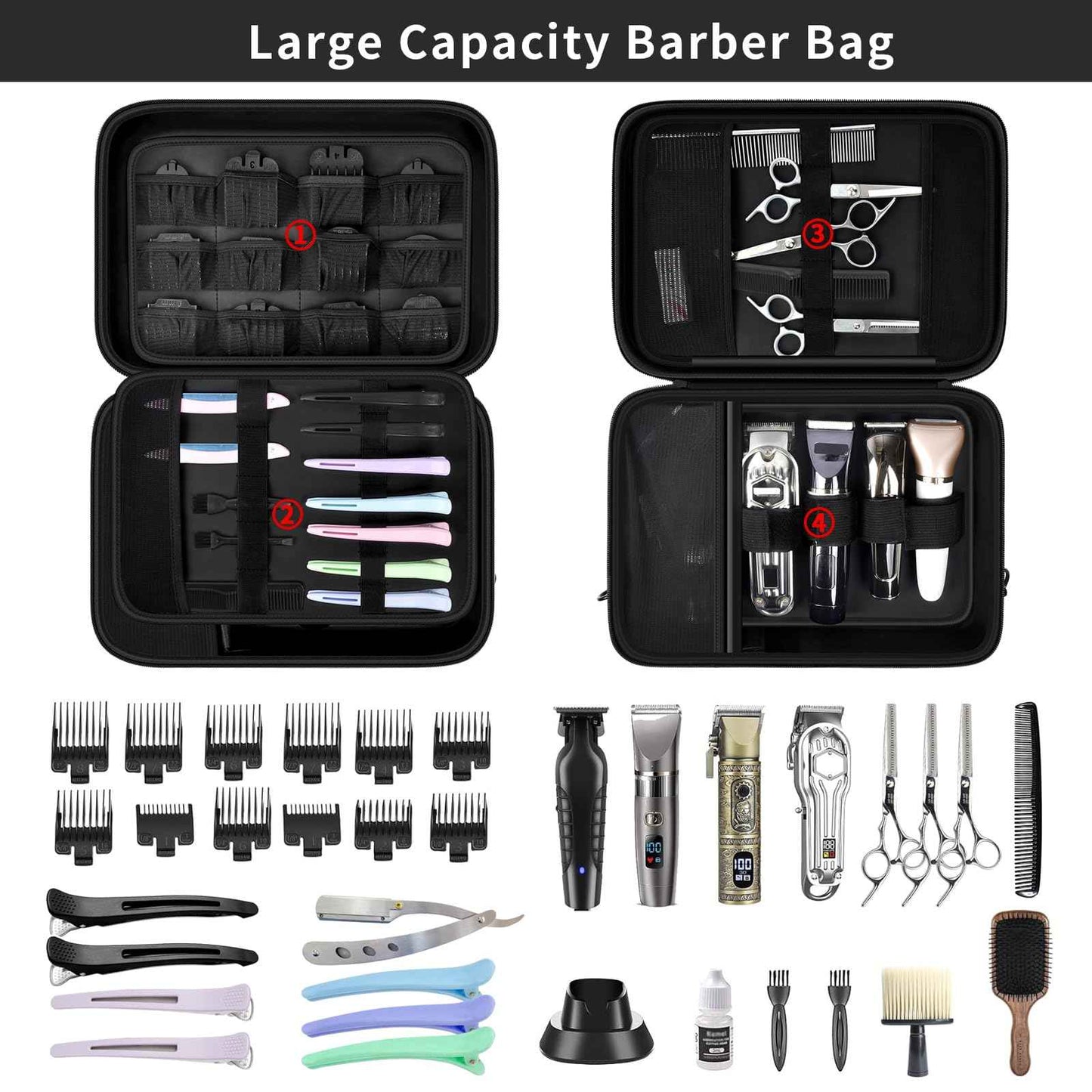 ANKHOH Barber Case for Ufree/for Wahl/for Andis/for Novah/for Solati Hair Clippers, Mens Beard Trimmer Universal Hair Tool Organizer, Barber Kit and Accessories Travel Bag (Box Only)