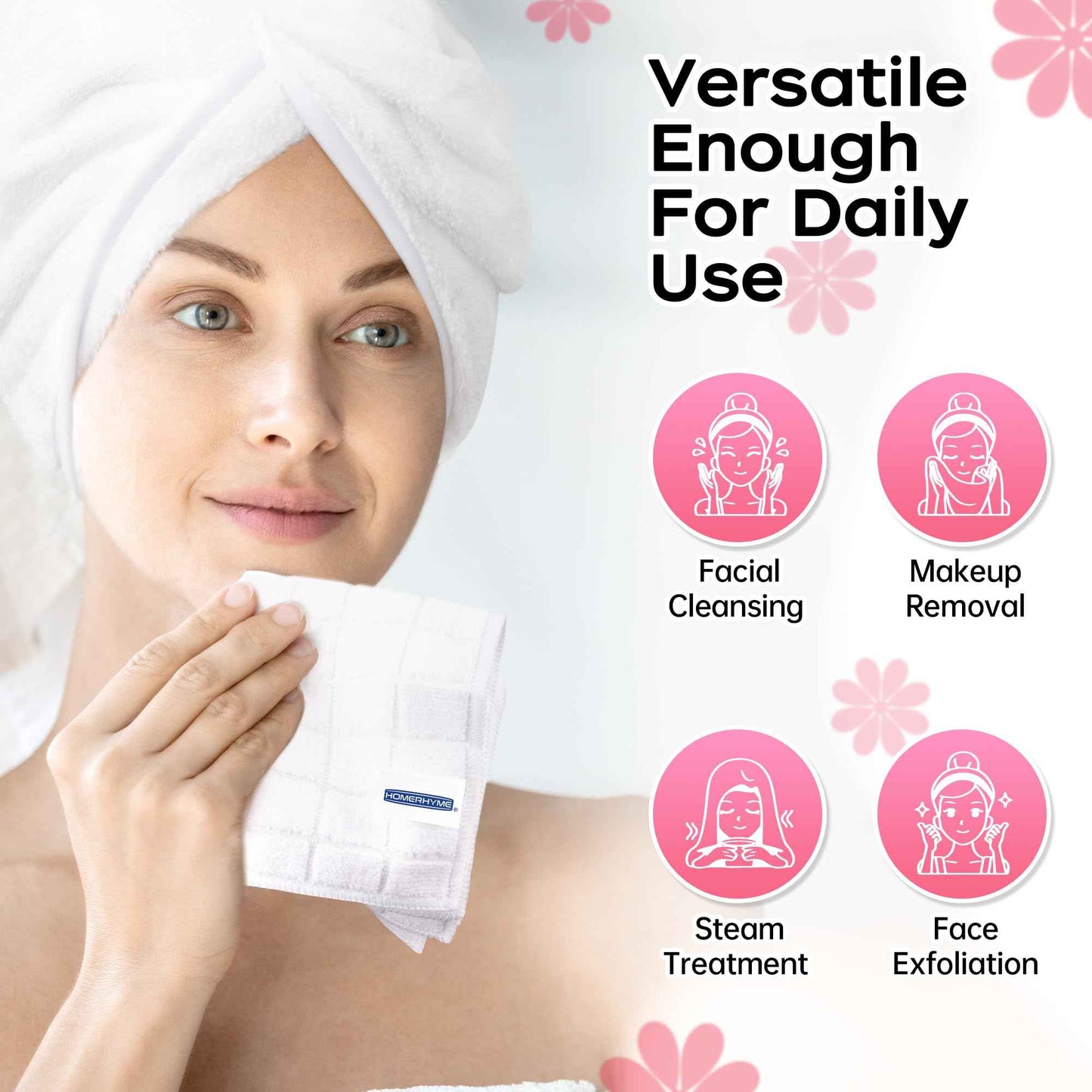 HOMERHYME Microfiber Washcloths Face Towel, 12 Pack White Towels Fingertip Washcloth, Soft Lint Free Quick Dry Bulk Absorbent Reusable Wash Cloths for Bathroom, Salon, Spa, Gym