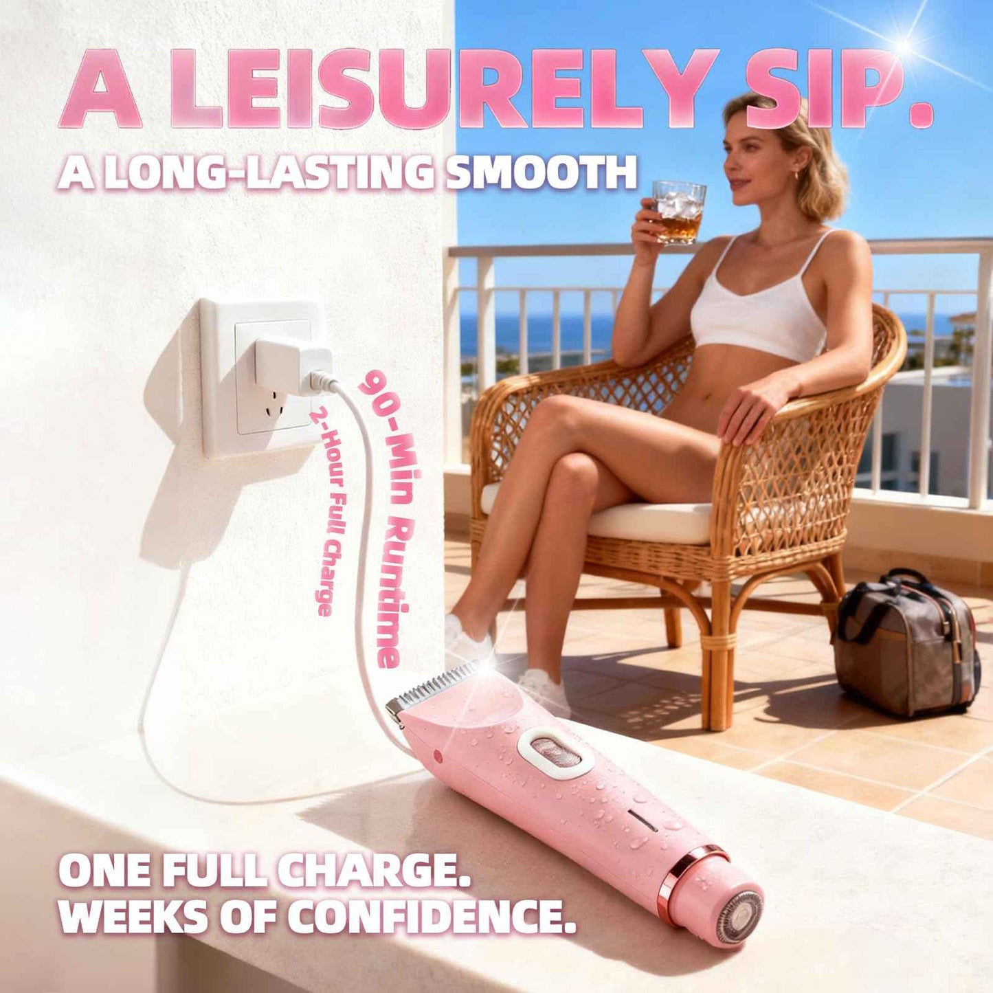 VELOZ Bikini Trimmer for Women Dual Head - IPX7 Waterproof & Painless Electric Razors for Women Bikini Line, Legs, Underarms, Face - Portable Cordless Shaver | Ideal Christmas Gift for Her