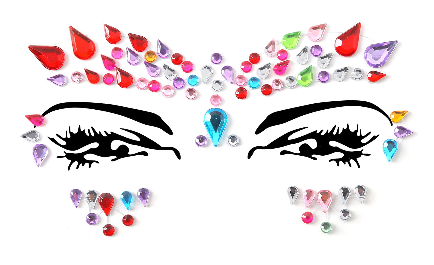 Face Gems Adhesive Glitter Jewel Tattoo Sticker Festival Gems Rave Party Body Make Up (9 PCS Z9ZAKMIX-C)