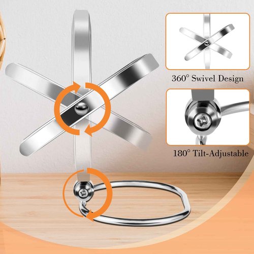 AumVum Travel Makeup Mirror, 6" Portable Folding Double-Sided Vanity Mirror, 10X Magnification, Handheld & Wall Hanging, Magnifying Shaving Mirror for Bathroom and Desktop Use, No Light