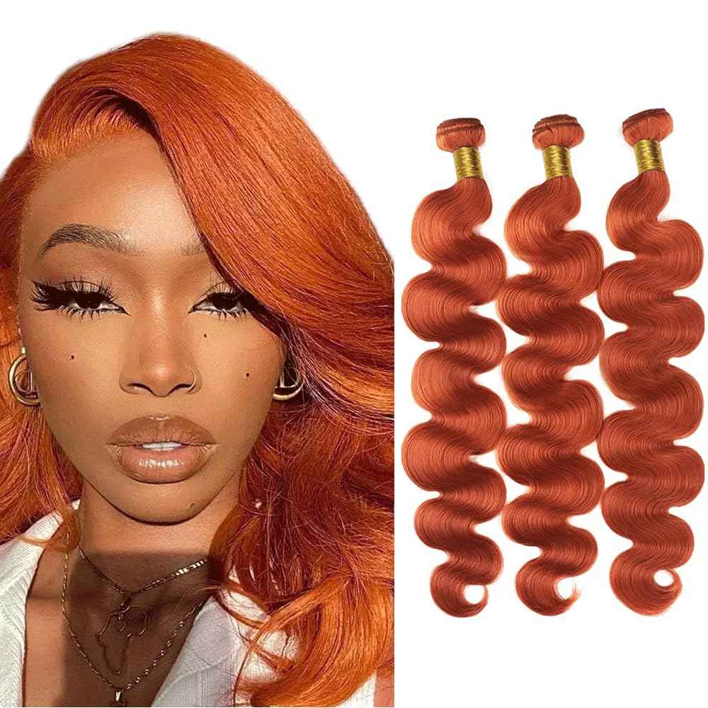 Ginger Bundle Color 350 Body Wave Human Hair Bundles 8A Brazilian Unprocessed Virgin Hair Color 350 Ginger 3 Bundles 12 12 12 Inch Orange Body Wave Bundle