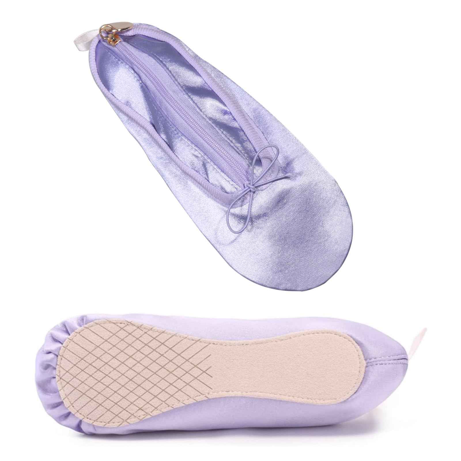 PWQEIONC Ballet Shoe Makeup Bag, Small Cosmetic Bag for Trip Portable Cosmetic Travel Bag, Makeup Organizer Bag Cosmetic Organizer for Women Girl Dancer Lover (Purple)