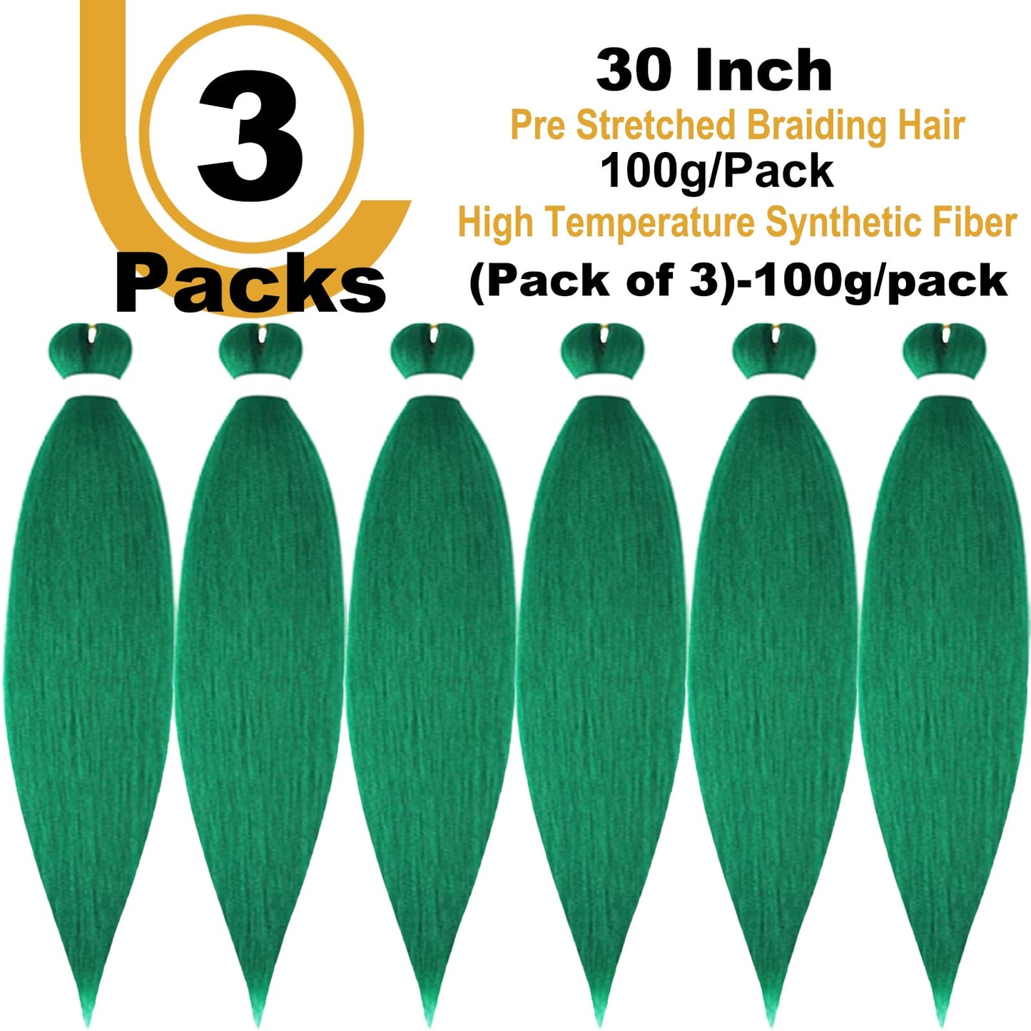 FYRLNA 6 Packs 30 Inch Pre Stretched Braiding Hair High Temperature Synthetic Fiber Pre Stretched Ombre Braiding Hair Hot Water Setting For Crochet Twist Braids (30 Inch (Pack of 6), Royal Blue)