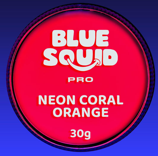 Blue Squid PRO Face Paint - Professional Water Based Single Cake Facepaint & Body Paints - SFX Makeup, Kids Adults Face Painting for Costume, Halloween, Cosplay - Neon Coral Orange 30g / 1oz