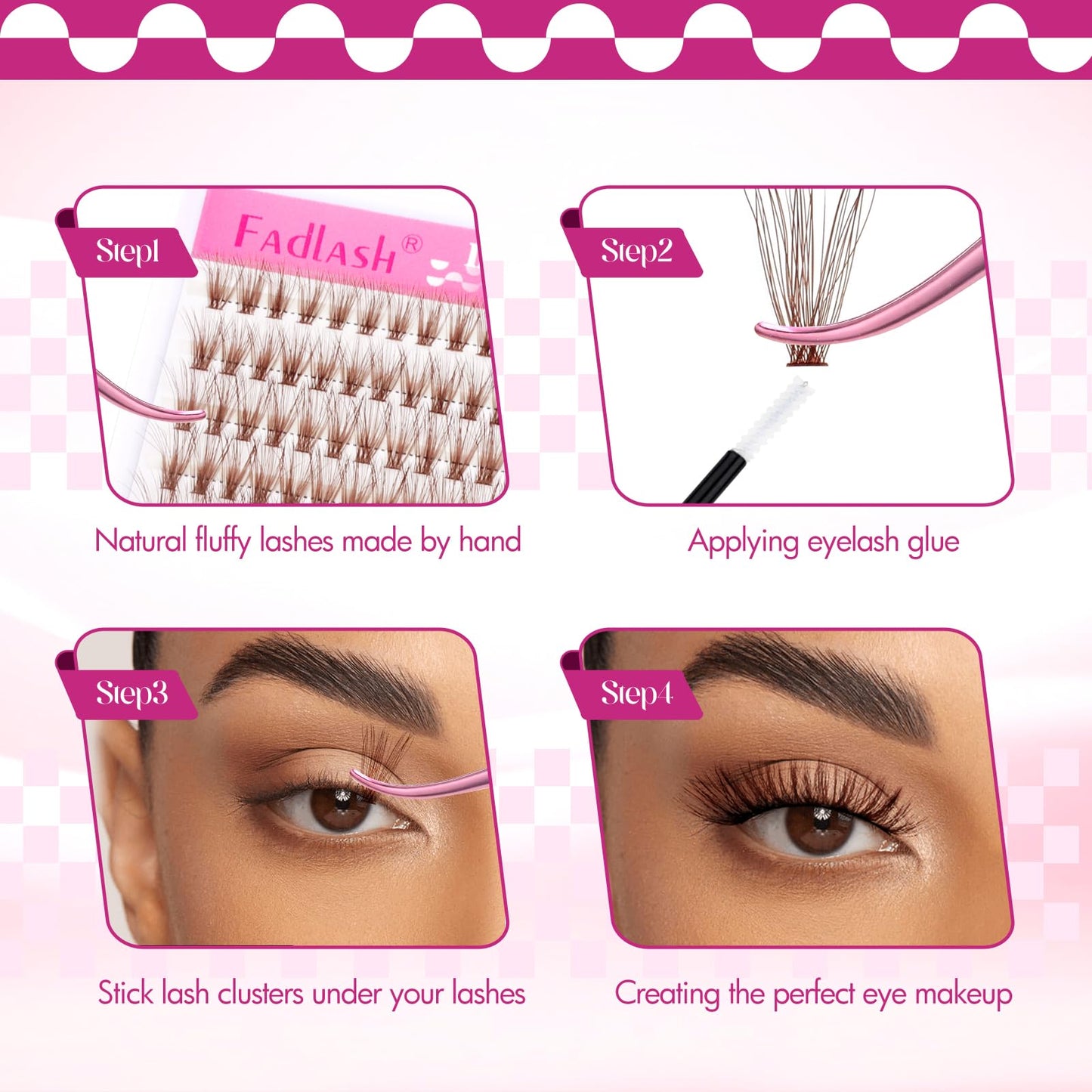 Brown Lash Clusters D Curl Individual Lashes 40D 10-18mm Cluster Eyelash Extensions Fluffy Mixed Tray 3D Effect Volume Soft DIY Lash Extension Kit at Home (40D-0.07-D,10-18mm)