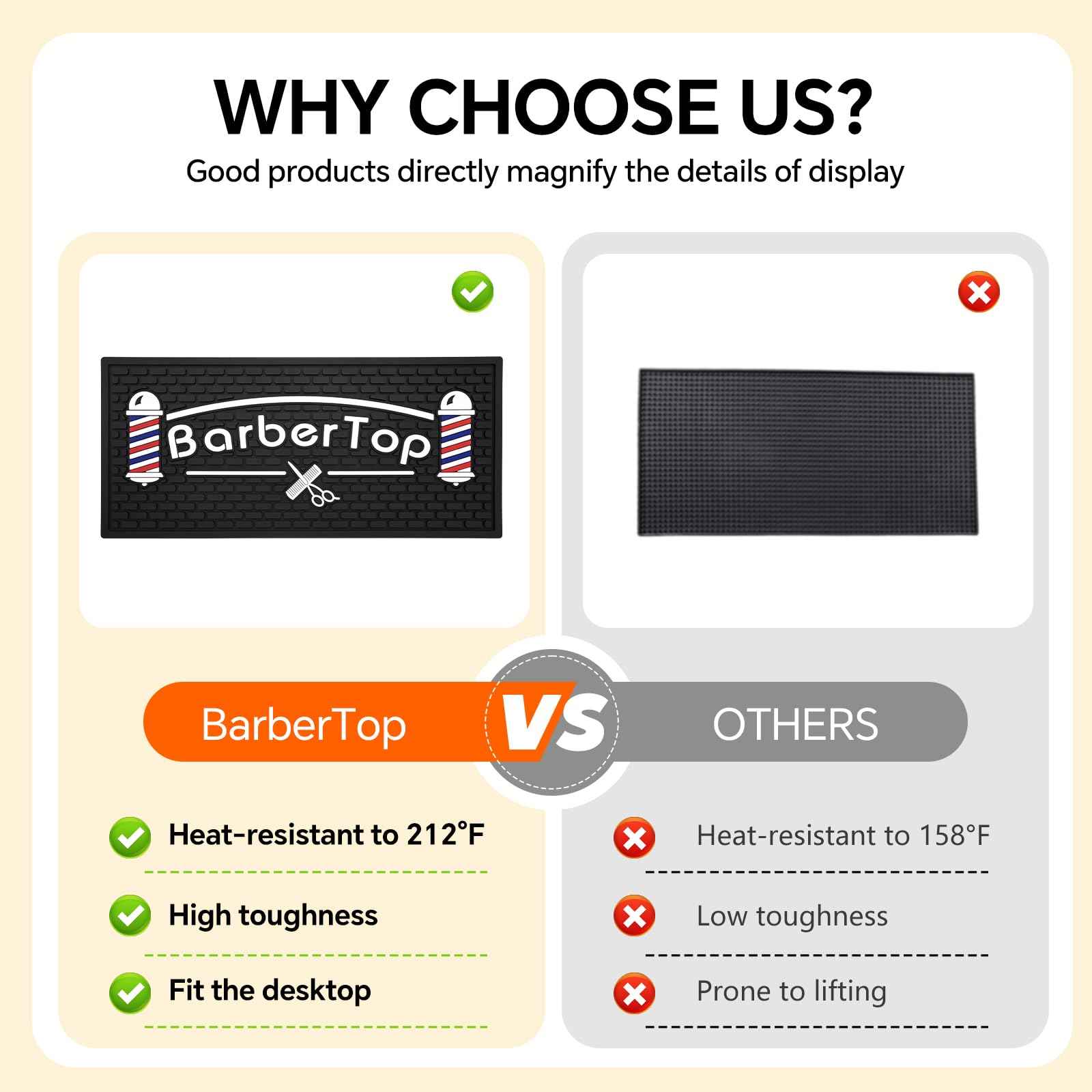 Barber Mats for Clippers, Heat Resistant Anti Slip Hair Salon Service Mat, Rubber Barber Station Mat for Hair Styling Tools, Countertop Protector Pad for Electric Clipper, Scissors, Hair Clip