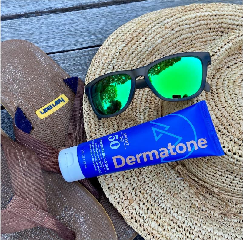 Dermatone Sport Sunscreen Lotion SPF 50 | Water Resistant (80 min), Oxybenzone and Octinoxate Free Sunscreen for Body and Face | Moisturizing Broad Spectrum UVA/UVB Protection SPF Lotion | 3oz