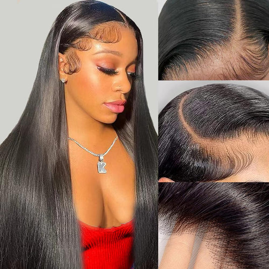 AUTYBEI Straight Lace Front Wigs Human Hair Pre Plucked 13x4 HD Lace Frontal Wigs For Black Women 180% Density Straight Human Hair Wig Glueless Wigs Human Hair With Baby Hair 22 Inch