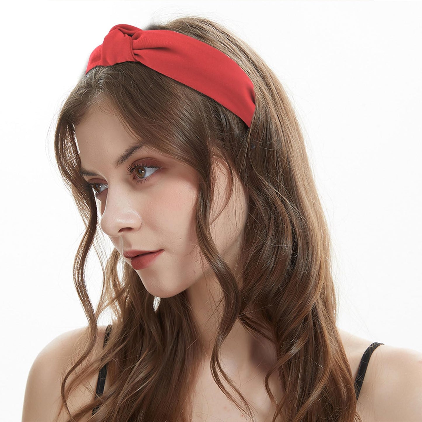 YISSION Hairband - 4Pcs Knotted Headbands for Women in Khaki, Brown, Black, Red - Non Slip Wide Head Band for Hair Accessories